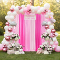 Birthday Backdrop Curtain 15ftx10ft - Pink Ombre Wrinkle Free Satin Drapes by SoarDream