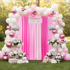 Birthday Backdrop Curtain 15ftx10ft - Pink Ombre Wrinkle Free Satin Drapes by SoarDream