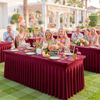 gogoparti 8 Pack Spandex Burgundy Fitted Table Cloth for 6ft Rectangle Tables Burgundy Stretch Tablecloth Table Covers Banquet Table Clothes Wrinkle Free Table Skirt for Parties Wedding - Image 4