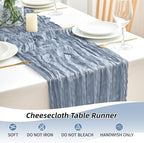 16 Pack Dusty Blue Cheesecloth Table Runner 21.5 x 120 Inches Boho Gauze Table Runners 10FT Long Cheese Cloth Table Runner for Bridal Shower Baby Shower Birthday Party Wedding Decor - Image 6