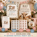 Baby Highland Cow Gender Reveal Farm Party Supplies 56 Piece Set - Image 2