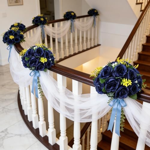 6 PCS Navy Blue Roses Flower Balls for Centerpieces - Image 5