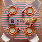 Tudomro Striped Tablecloth, Round, Pink, Grass Green, 60'' X 60'' - Image 5