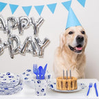 Kochorie 400 Pieces Blue Paw Disposable Party Tableware Sets Dog Puppy Supplies Including Plates Cups Napkins Cutlery Serves 50 for Birthday Puppy Theme Party Decorations - Image 6