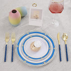 Supernal 180Pcs Blue and Gold Plastic Silverware Set for Wedding Parties - Image 4