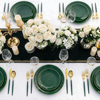 150Pcs Green Plastic Plates with Gold Rim,Disposable Plates with Cutlery - Image 4