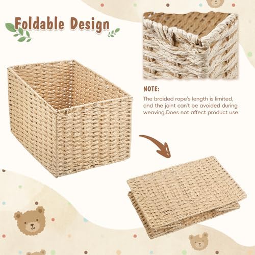 Wisreach Wooden Baby Shower Crate Closet, Foldable Handwoven Storage Basket for Baby Shower Gifts, Welcome Gift Basket for Newborn Boys Girls, Pregnancy Gifts for New Parents - Image 5