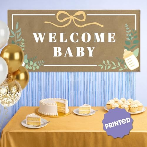 Big Dot of Happiness Boho Botanical Baby Shower Kraft Paper Banner, Greenery Welcome Baby Banner, Printed Brown Paper Party Sign Decoration – 1 Count - Image 2
