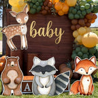 Gemscream 4 Pcs Large Woodland Animal Party Decorations 24 Inch Woodland Classroom Decor Cute Forest Animal Cardboard Cutouts Cartoon Jungle Photo Booth Prop for Birthday Baby Shower Nursery Party - Image 4