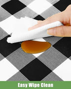 Smiry 12 Packs Gingham Disposable Table Cloth, 54 x 108 Inch Waterproof Plastic Tablecloth, Rectangle Black and White Checkered Table Covers for Picnic, Birthday, Party - Image 4