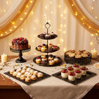 8 Pcs Cake Stands Set Metal Dessert Table Display Tiered Cupcake Holder Candy Donut Fruit Plate Cake Serving Tray Candlestick Display Treats Serving Tower for Wedding Birthday Party Decor (Black) - Image 2