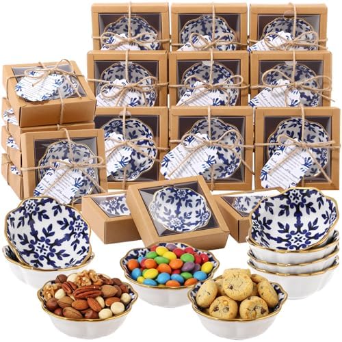 Teenyyou 48 Sets Wedding Favor for Guests Small Ceramic Bowls, Blue Floral by Teenyyou