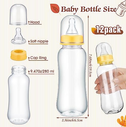 Trelaco 12 Pcs Fall Pumpkin Baby Shower Game Bottle Chug Wooden Sign Set - Image 5