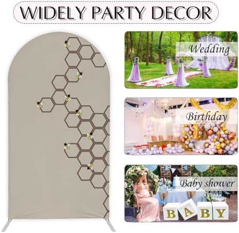 Hexagon Beehive Arch Backdrop Cover 8FT Honry Bee Stretchy Spandex Arch Stand Cover for Birthday Baby Shower Ceremony Wedding Party Decoration (Only Cover) - Image 5