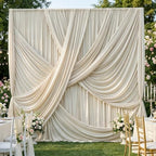 30x12 ft Beige Backdrop Curtains for Weddings Parties, Birthdays and Photos by PartyVillage