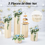 Cylinder Stands for Party, 5 PACK Paper Cylinder Pedestal Stand with Acrylic Disc, Foldable Round Columns and Pillars, White Cake Stands Flower Rack for Wedding Dessert Birthday Event Deco - Image 2