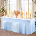 Shillance Baby Blue Spandex Table Covers 8ft, 6 Packs Fitted Table Covers for 6 Foot Tables Stretch Spandex Table Skirts Rectangle Tables for Event, Wedding, Banquet & Parties - Image 5