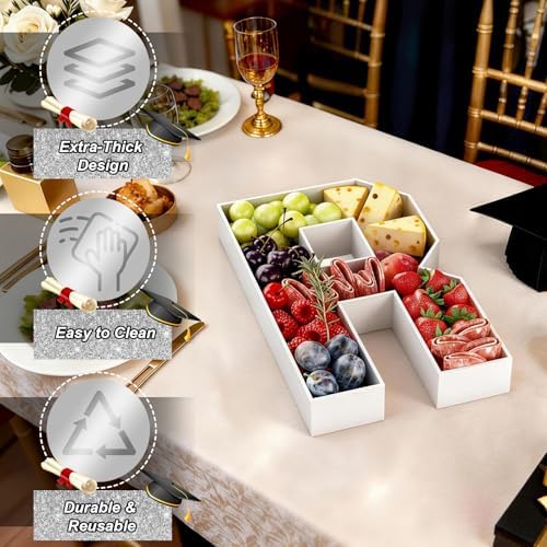 Grad Charcuterie Letters Fillable for Graduation Party Decorations, 13.7 Inch White Grad Cardboard Letters Charcuterie Boards Paper Mache Letter Trays for Grad Table Centerpieces Party Supplies - Image 5