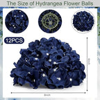 Navy Blue Hydrangea Flower Balls for Centerpieces - 12 PCS - Image 2