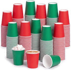 Mimorou 300 Pack 8 oz Christmas Disposable Paper Cups for Party Supplies by Mimorou