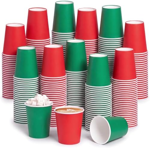 Mimorou 300 Pack 8 oz Christmas Disposable Paper Cups for Party Supplies by Mimorou