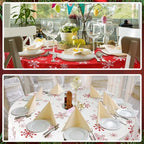 Ganeen 6 Pcs Christmas Snowflake Plastic Tablecloth 84 Inch Red White Decor - Image 6