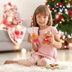 Whaline 50 Pcs Christmas Disposable Plastic Cups with Lids and Straws 12 oz Party Cups Gingerbread Man Cold Beverage Drinking Cups for Xmas Holiday Party Supplies - Image 5