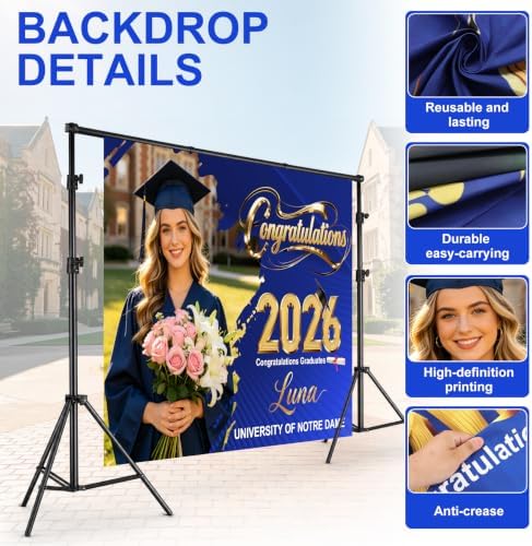 Custom Backdrop, Personalized Back Drop with Picture, Customized Background for Photography, Customizable Made Design Your Own Banner Gift for Birthday,Baby Shower,Christmas,Graduation 7 x 10 FT - Image 2