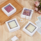 BENECREAT 48Pcs Square White Paper Boxes, Gift Boxes with Clear Window for Wedding Party Favor, Bakery, Christmas, Jewelry Gift Packaging, 3.7x3.7x1.38 Inch - Image 4