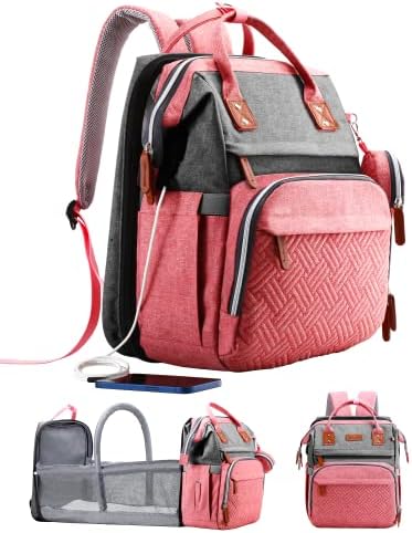ISMGN Diaper Bag Backpack with Changing Station, Baby Bags for Girls, Pink by ISMGN