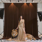 10x10ft Brown Backdrop Curtains for Wedding Parties Wrinkle Free Photo Backdrop Drapes for Photography Birthday Baby Shower Soft Fabric Party Backgournd for Photoshoot 5x10ft, 2 Panels - Image 4