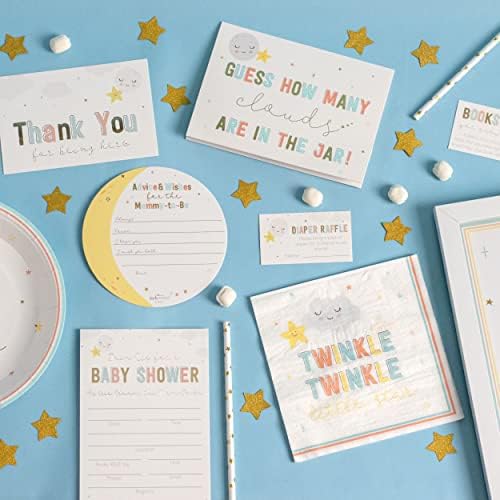 Twinkle Twinkle Baby Shower 129 Pc Party Kit - Plates, Napkins, Guest Bk, Cups & Baby Shower Games (16 Guests) Party Supplies Tableware Decor - Image 6