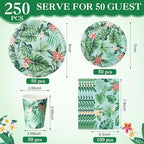 Pickmesh 250 Pcs Hawaiian Paper Plates Napkins Cups Set, Luau Party Plates - Image 2