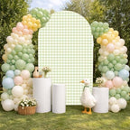 Silly Goose Arch Backdrop Cover Plaids Gingham Stretchy Spandex Arch Stand Cover for Girl Boy 1st Birthday Party Easter Baby Shower Decoration (6.6FT,Light Green) - Image 3
