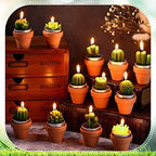 Lounsweer 60 Pcs Succulent Tealight Candles Bulk Novelty Decorative Cactus Candles Wedding Baby Shower Wedding Gifts with Mini Clay Holders for Birthday Party Home Mexican Party Favors (Simple) - Image 5