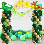 2 Sets Dinosaur Balloon Column Stand Kits Adjustable Green Gold Balloons Column Kit with Monstera Jungle Dinosaur Themed Tower Stand Kit for Dinosaurs Birthday Kids Baby Shower Party Supplies - Image 2