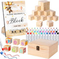 Baby Shower Blocks Game Set with Wooden Box, Acrylic Markers & Wooden Sign for Baby Shower Games, Gender Reveal & Decorations (BrownBear) by Pydeeirom