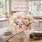 Tigeen 6 Bundles Artificial Flowers Bouquet for Wedding, Pink Champagne - Image 6