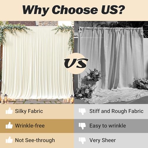 24ftx10ft Wrinkle Free Ivory Backdrop Curtain - 10 Feet Photography Backdrop Drapes, Silky Polyester Back Drop Cloth for Wedding Baby Shower Balloon Arch Background - Image 7