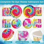 450 Pcs Tableware Set, Serve 50, Rainbow, Tie Dye - Image 3