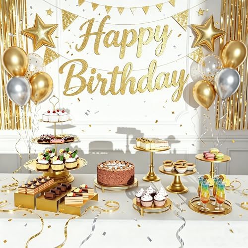 10PCS Gold Cake Stand Set, Metal Dessert Table Display Set with Cupcake Stand, Cake Displays Stands, Cake Riser Stand for Wedding Party Birthday Baby Shower Celebration - Image 2