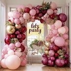 Burgundy Pink Balloon Garland Double Stuffed Pastel Light Pink Gold Balloon Arch Kit With Long Balloons for Birthday Graduation Bridal Wedding Baby Shower Party Decorations - Image 2