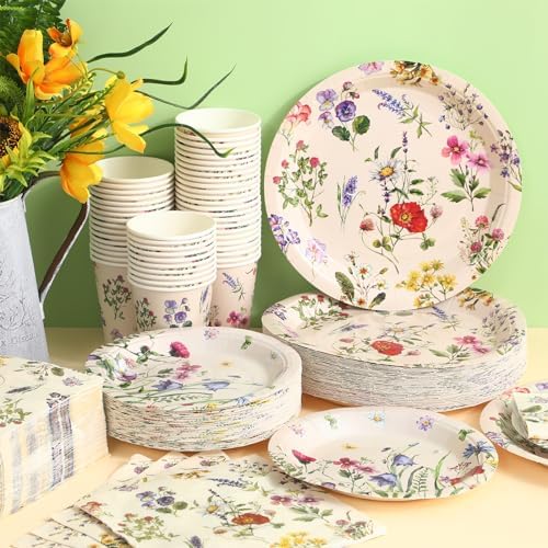 Wildflower Party Decorations, Paper Plates Napkins Cups Serve 50, Rustic - Image 4