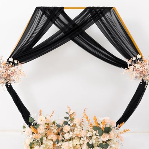Sheer Gauze Wedding Arch Draping Fabric 29" x 20 FT 4 Panels Black - Image 6