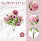 Tigeen 24 Bundles Artificial Flowers Bouquet Silk Peonies, Dusty Purple - Image 2