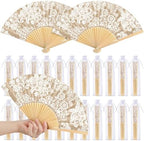 Vercraft 36 Set Wedding Hand Fans for Guests Bulk Vintage Lace Paper Fan Retro Kraft Floral Folding Fans with Organza Bags Thank You Gifts Party Favor for Wedding Ceremony Bridal Shower Bridesmaid by Vercraft