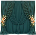 10x12ft Hunter Green Backdrop Curtains for Parties Wrinkle Free Fabric Backdrop Curtain Birthday Photo Drapes Backdrop for Wedding Baby Shower Bridal Shower Photography Back Drop 2 Panels 5x12FT - Image 2