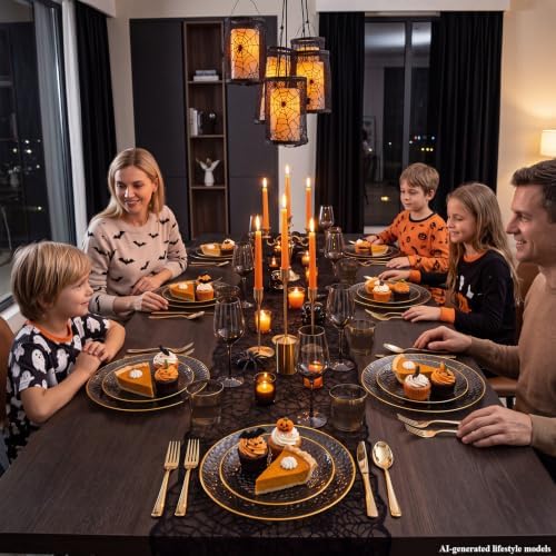 175PCS Black and Gold Plastic Dinnerware Set for 25 Guests, Disposable Plates for Party, Include: 25 Dinner Plates, 25 Dessert Plates, 25 Pre Rolled Napkins with Gold Silverware, 25 Cups - Image 6
