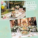 CHENGU 3 Tier Christmas Cupcake Stand Green Ceramic with Gold Frame - Image 5