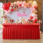 4 pk Red Spandex Tablecloth 6ft with Ruffle Skirt,Wrinkle Free High Stretchy Fitted Tablecloths for 6 Foot Rectangle Tables,Pleated Spandex Table Covers 6ft for Christmas Parties Banquet Weddings - Image 5